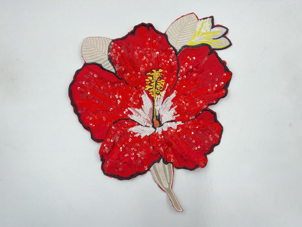 BRODERIE D’ORNEMENT GÉANTE HIBISCUS ROUGE - My Little Coupon - tissu - coudre