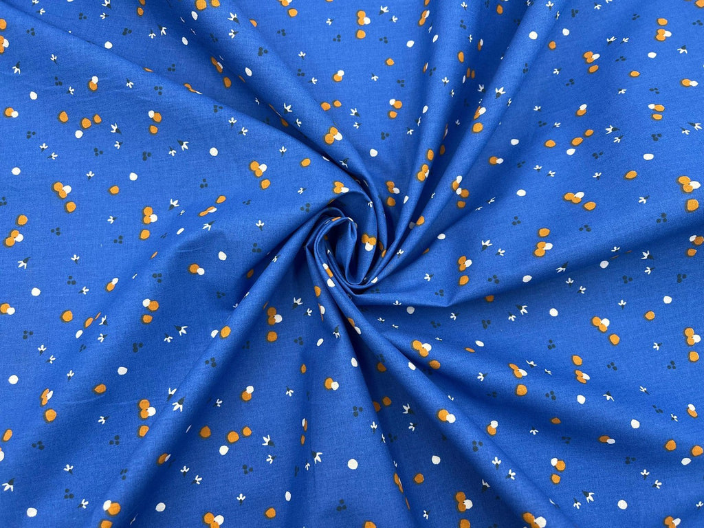 Tissu 55 x 45 cm & biais de couture 3 m x 2 cm - Bleu clair à losanges  orange et bleu - Coupon de tissus - Creavea