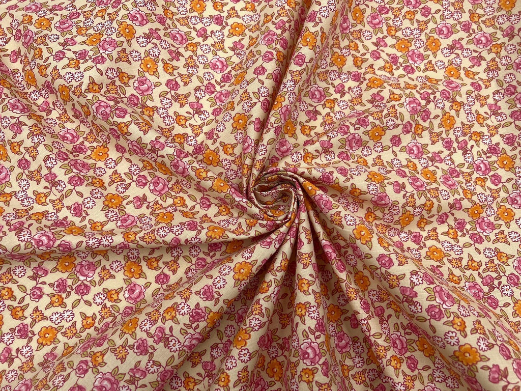 COTONNADE SARINA ROSE / ANIS - My Little Coupon - tissu - coudre
