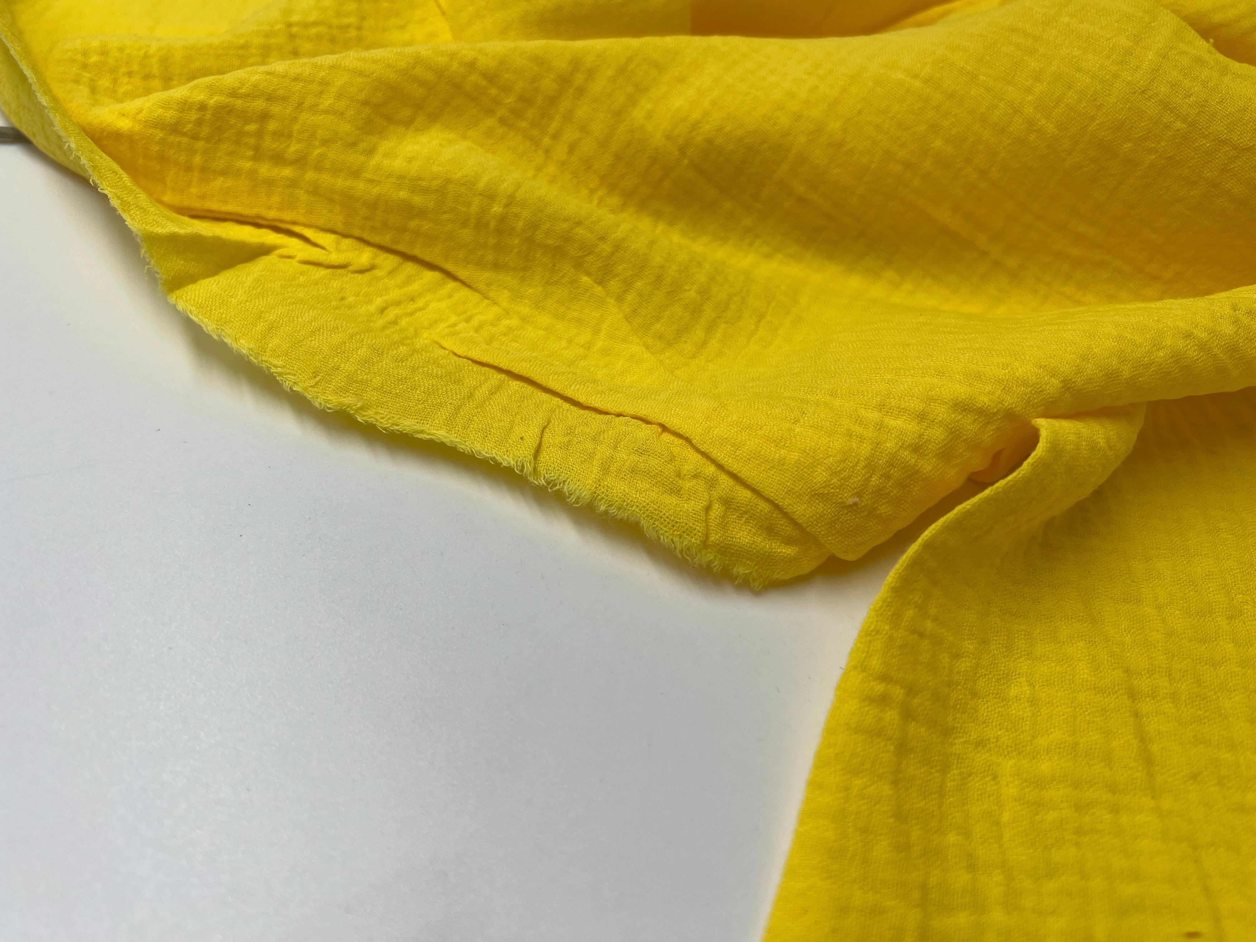 DOUBLE GAZE COTON JAUNE VIF - My Little Coupon - tissu - coudre