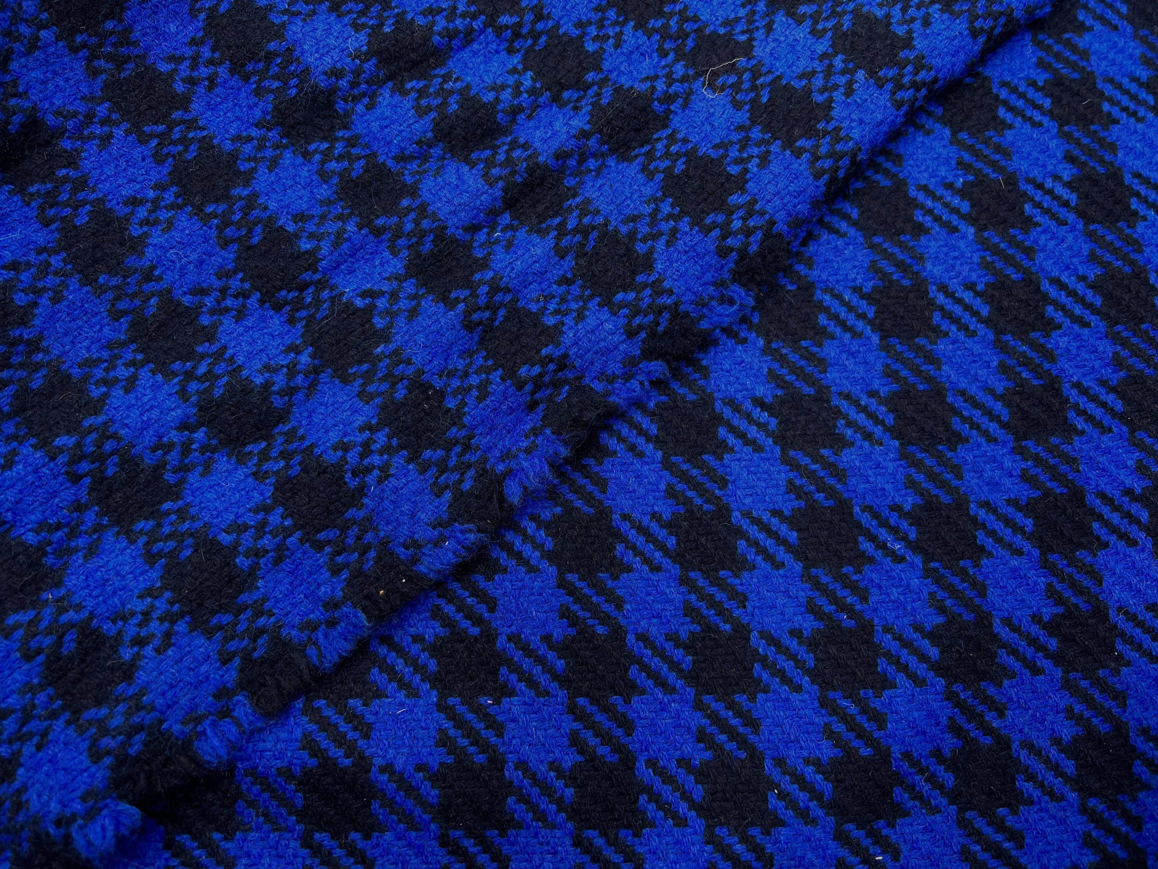 LAINAGE MANTEAU CARREAUX BLEU ÉLECTRIQUE - My Little Coupon - tissu - coudre