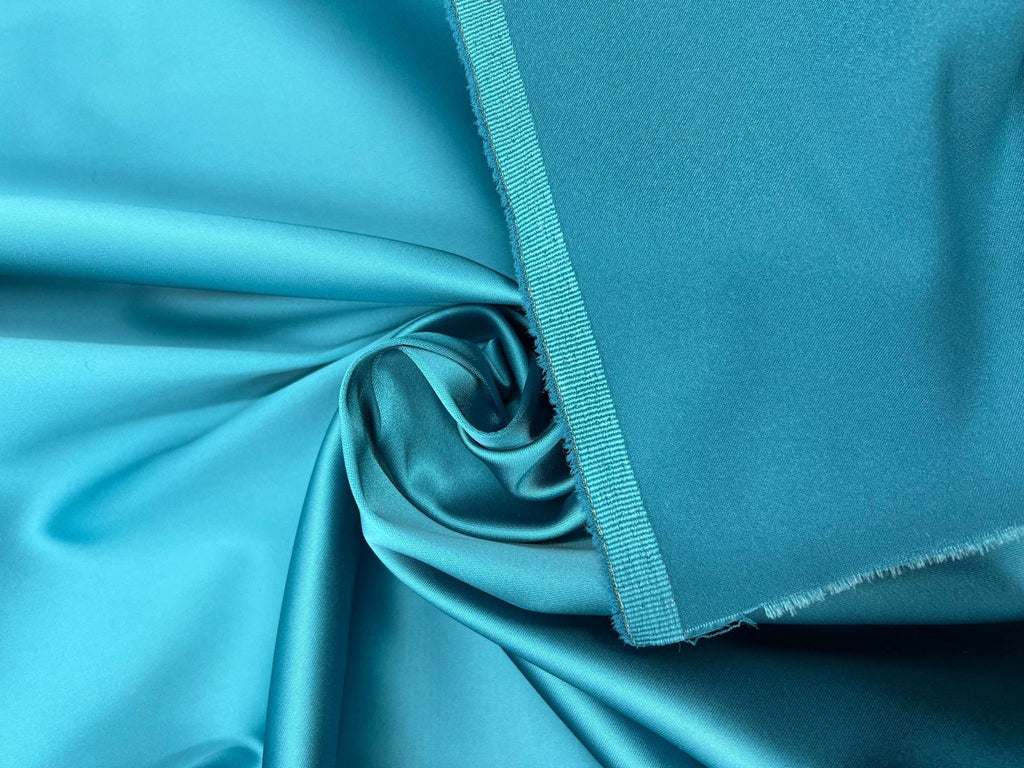 SATIN DUCHESSE EXTENSIBLE TURQUOISE - My Little Coupon - tissu - coudre