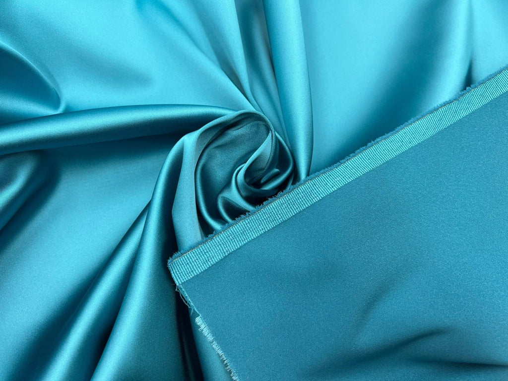 SATIN DUCHESSE EXTENSIBLE TURQUOISE - My Little Coupon - tissu - coudre